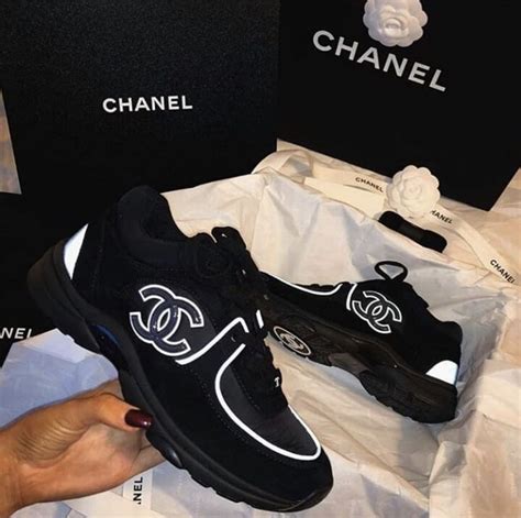 chanel black reflective trainers|chanel black and white sneakers.